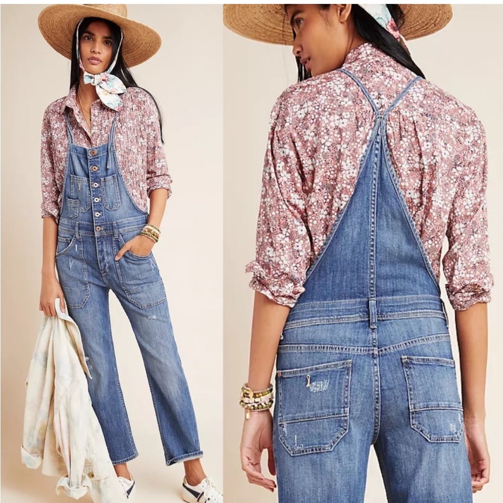Anthropologie Pilcro Painters Denim Overalls Jumpsuit Blue